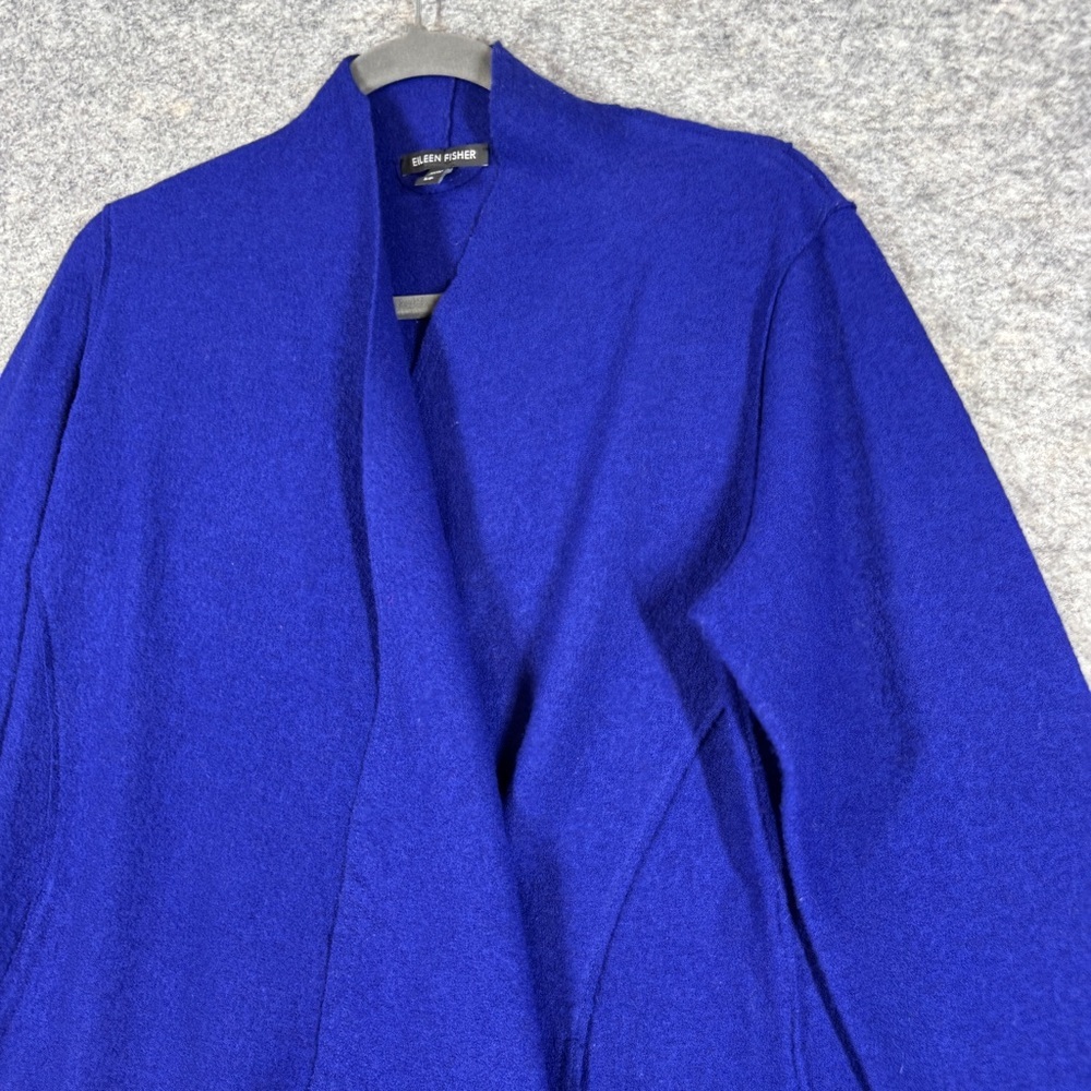 Eileen Fisher Vibrant Blue Wool Snap Closure Jacket Size S Lagenlook Minimalist - Picture 4 of 16